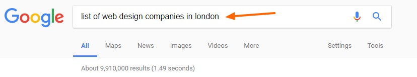 list of web design companies in London Google Search
